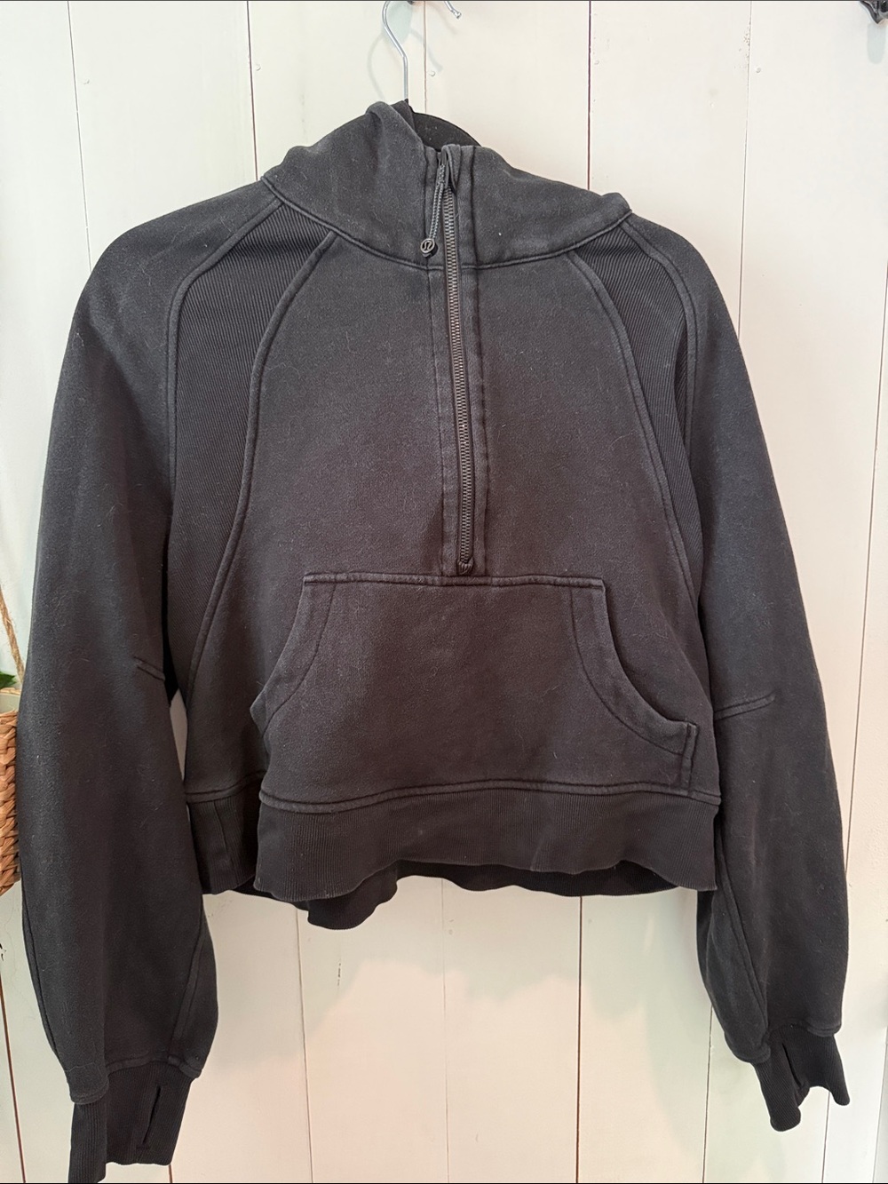 lululemon athletica Black Cropped Half-Zip Hoodie